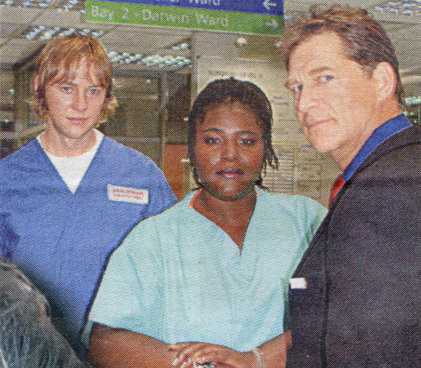 Simon MacCorkindale as Harry Harper in Casualty